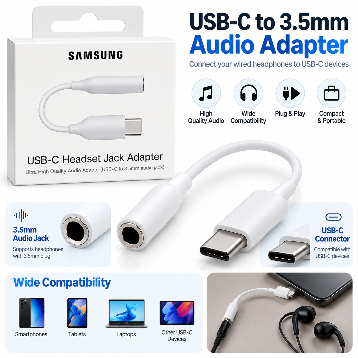 Samsung USB-C to 3.5mm Headset Jack Audio Adapter