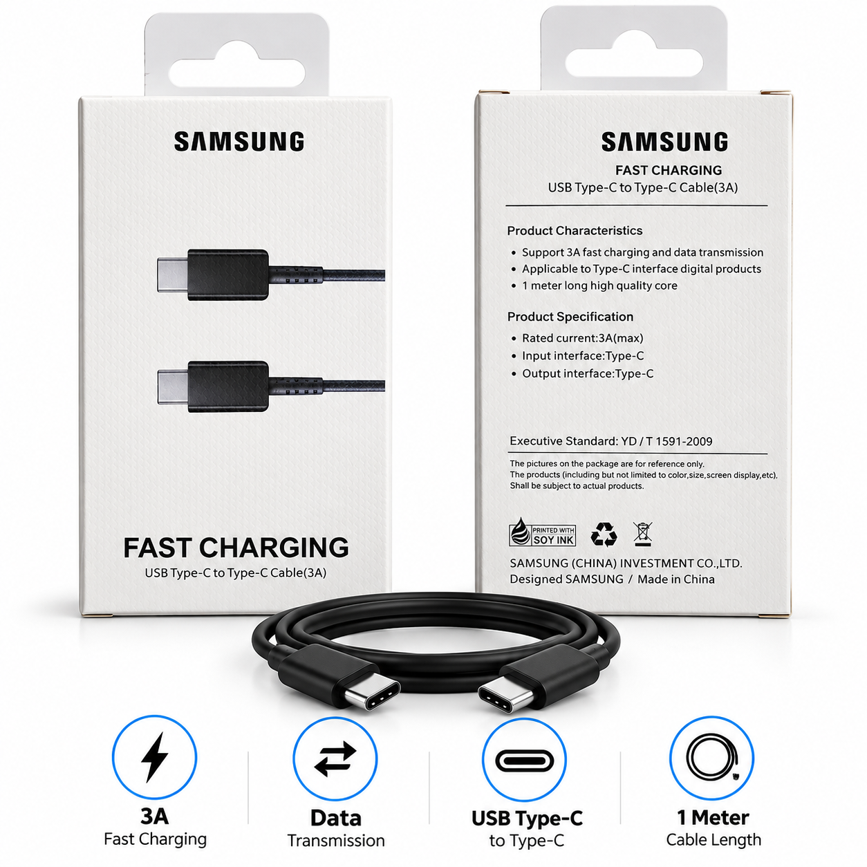 Samsung USB-C to USB-C 3A Fast Charging & Data Cable – 1 Meter