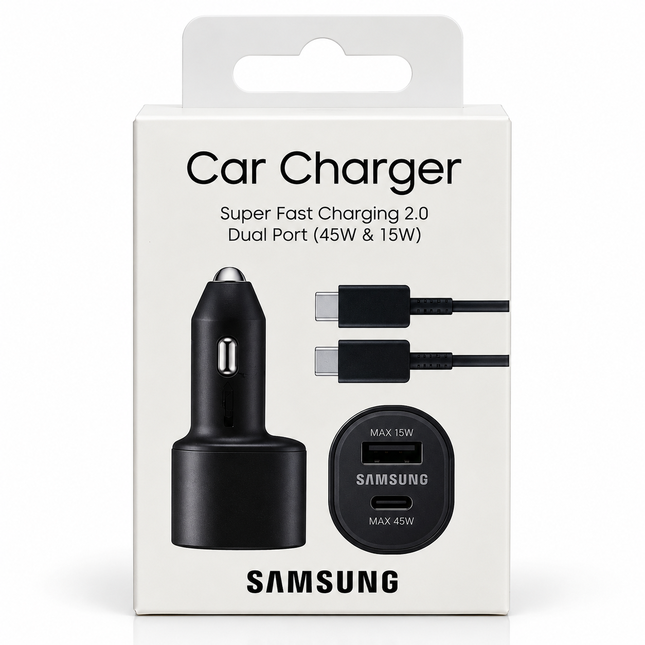 Samsung 45W Super Fast Charging 2.0 Dual Port Car Charger with USB-C Cable – EP-L5300